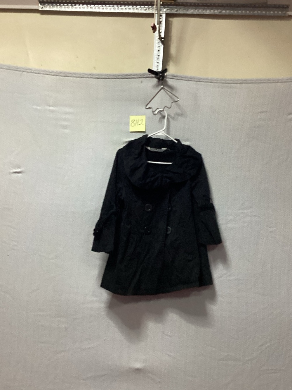 last kiss Black Hooded Pea Coat for Kids